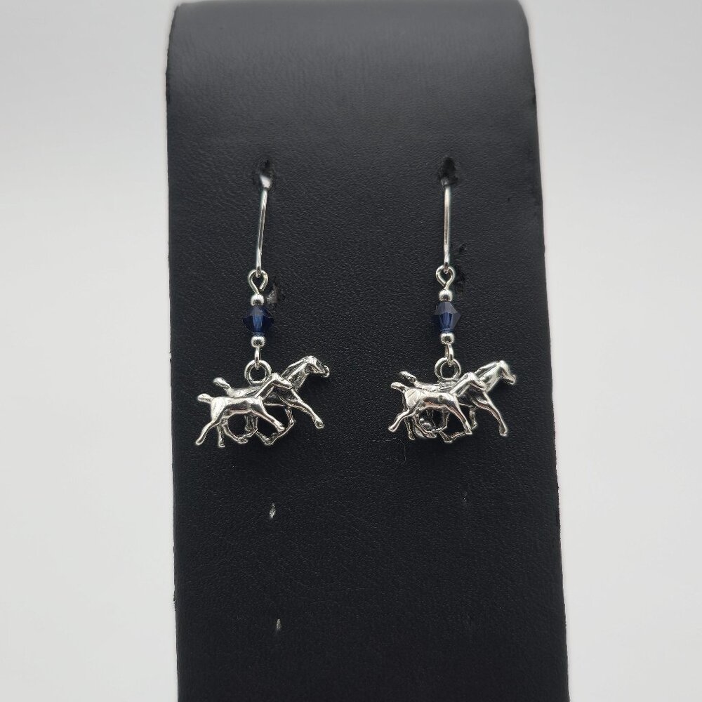 Sterling Silver Mare And Foal Dangle Earrings A4207